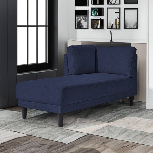 Mid-Century Linen Chaise Lounge – Blue