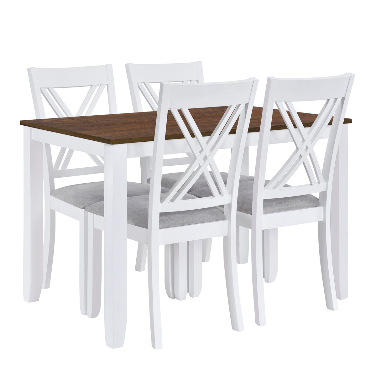 Rustic 5-Piece Dining Set with X-Back Chairs