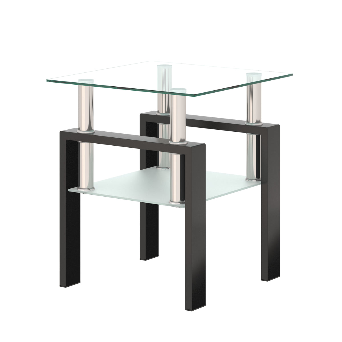 Modern Tempered Glass Coffee Table Black Frame