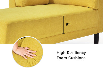 Mid-Century Fabric Chaise Lounge Beige
