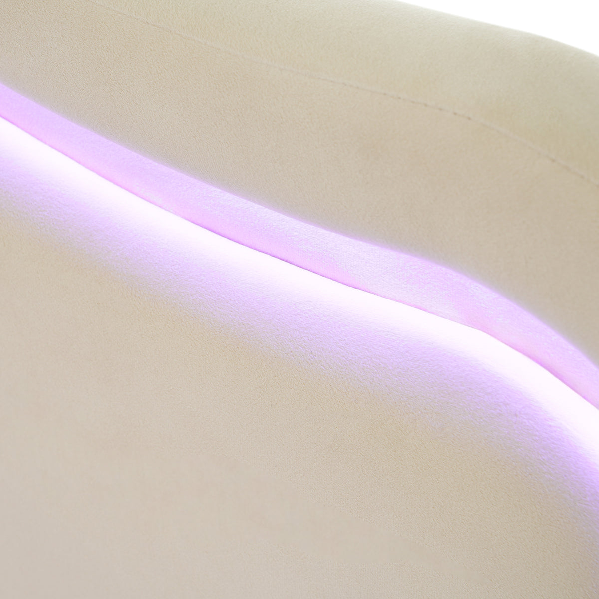 Beige Velvet LED Bed Frame