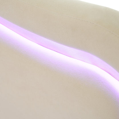 Beige Velvet LED Bed Frame