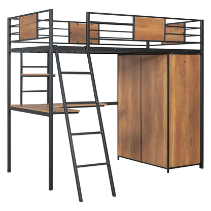 Twin Loft Bed with Desk Black