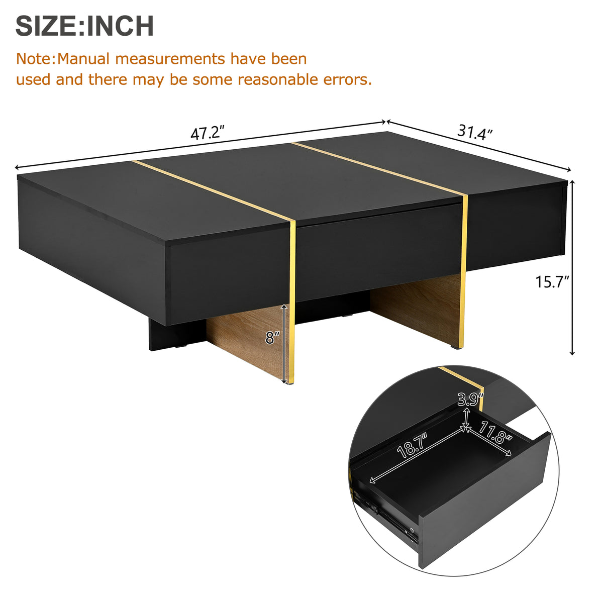 Modern Rectangular Sofa Table Black