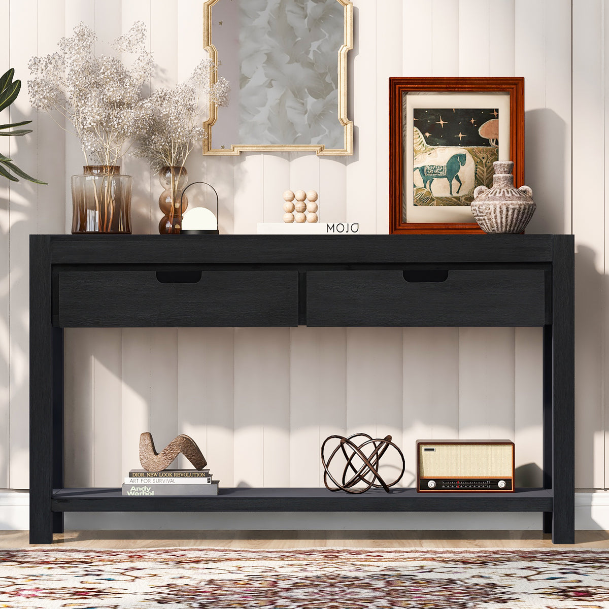U-Style Entryway Console Table – 2 Drawers