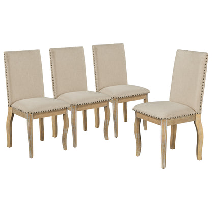 5-Piece Dining Set with Round Table Wood Wash