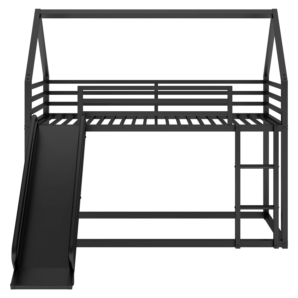 House Twin Bunk Bed with Ladder Black