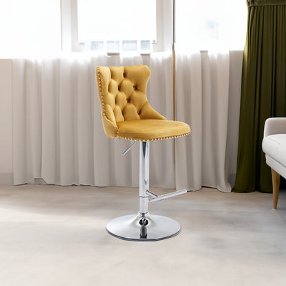 Modern Bar Stools Set of 2 Gold Gray