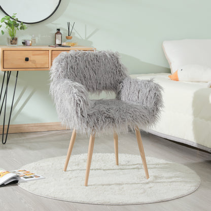 Grey Velvet Dining Chair with Metal Legs