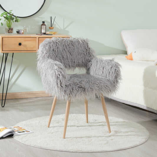 Grey Velvet Dining Chair with Metal Legs