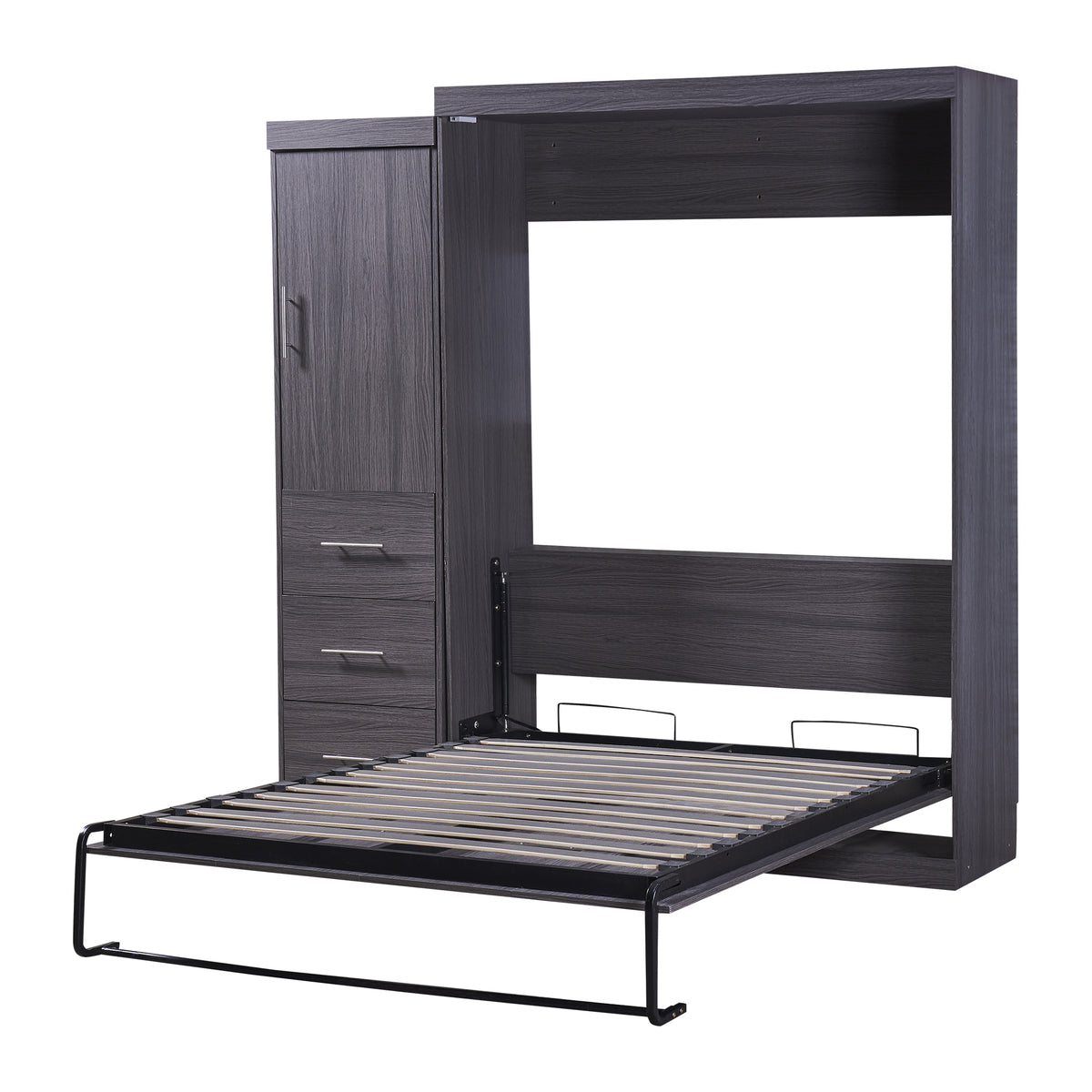 Full Murphy Bed with Wardrobe Gray