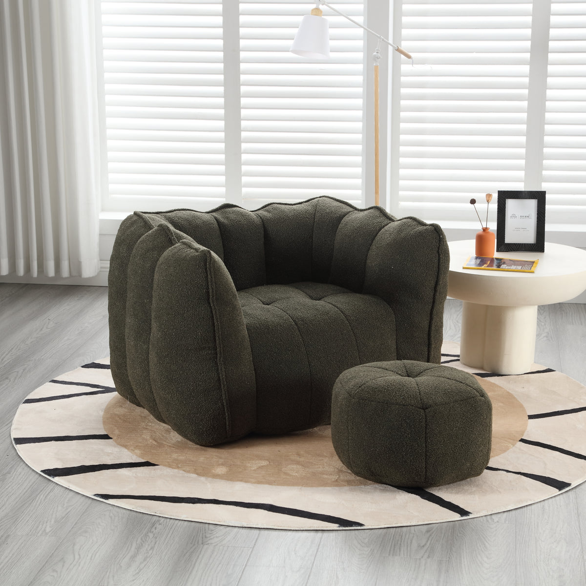 Soft Bean Bag Chair – Gray High-Resilience Foam