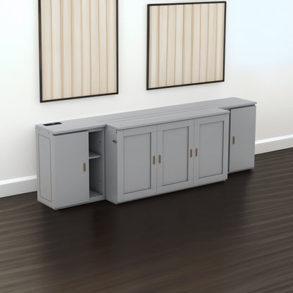 Queen Murphy Bed with Storage Gray