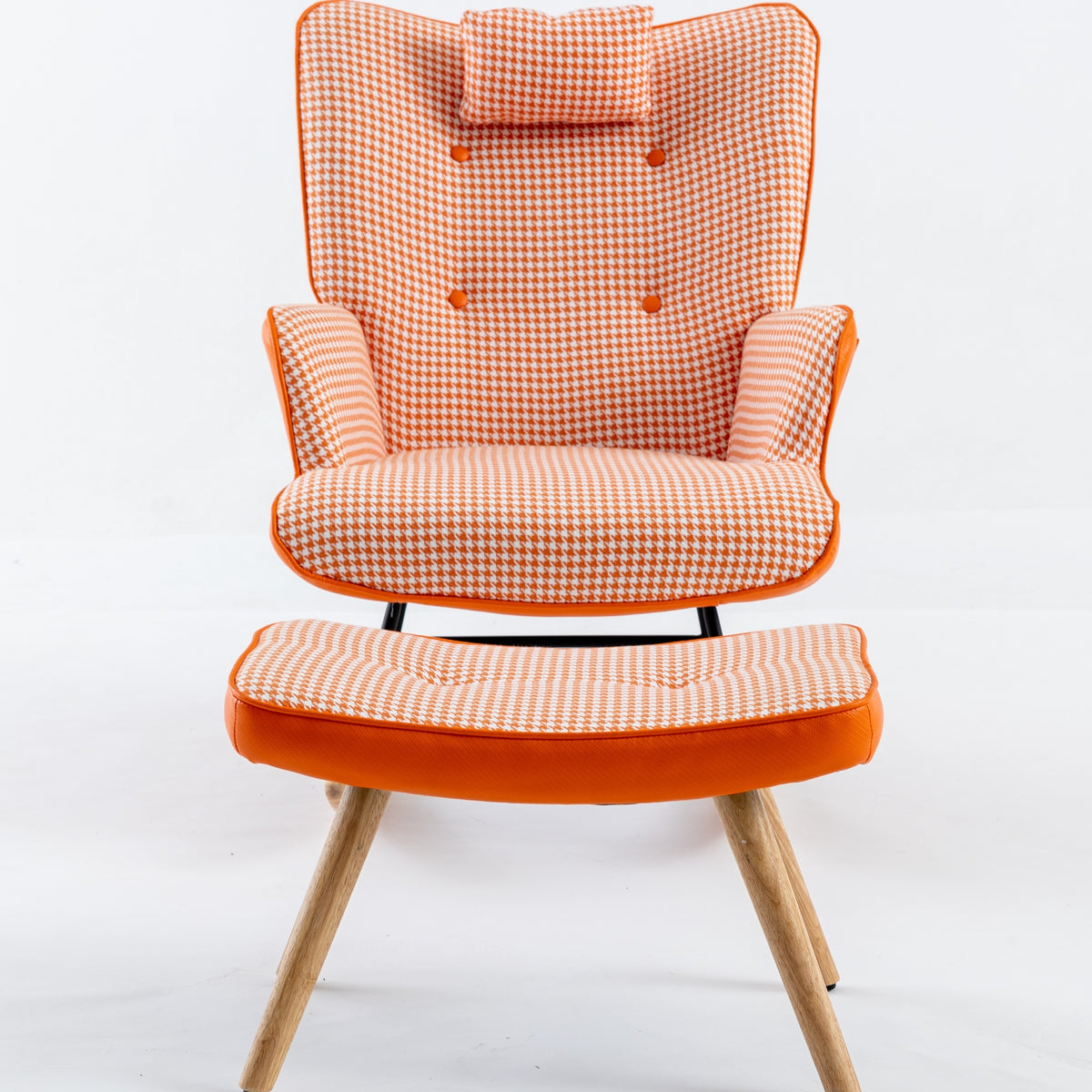 Houndstooth Rocking Chair – Orange Fabric