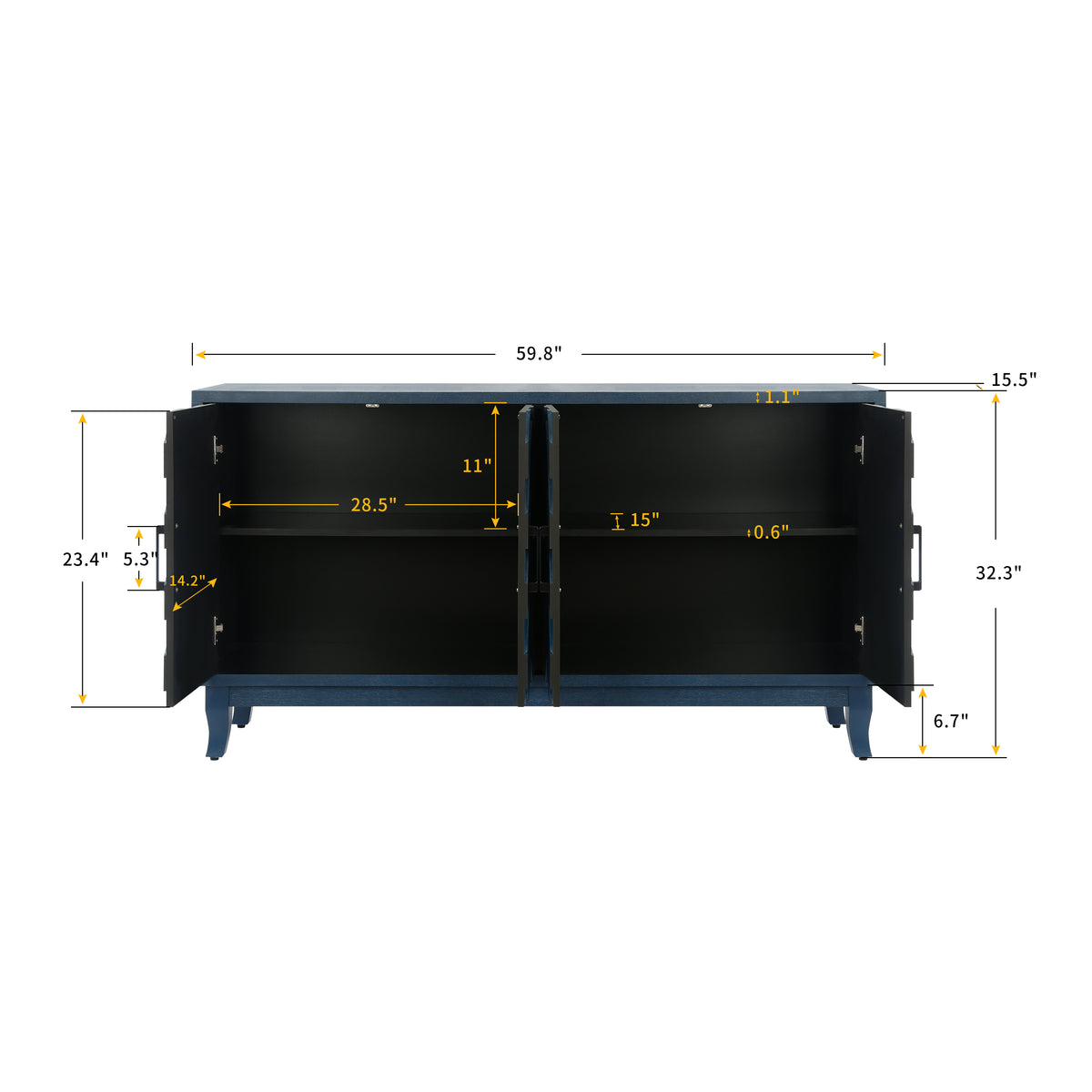 Vintage Wood Buffet Storage Cabinet – Rustic Sideboard