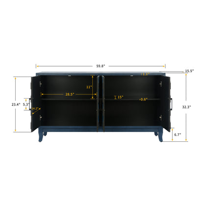 Vintage Wood Buffet Storage Cabinet – Rustic Sideboard