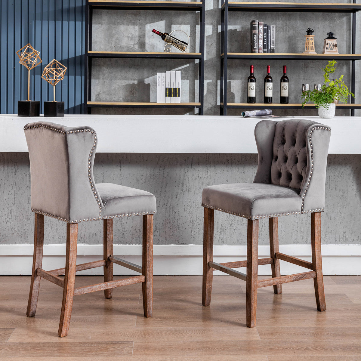 A&A Upholstered Bar Stools Set of 2