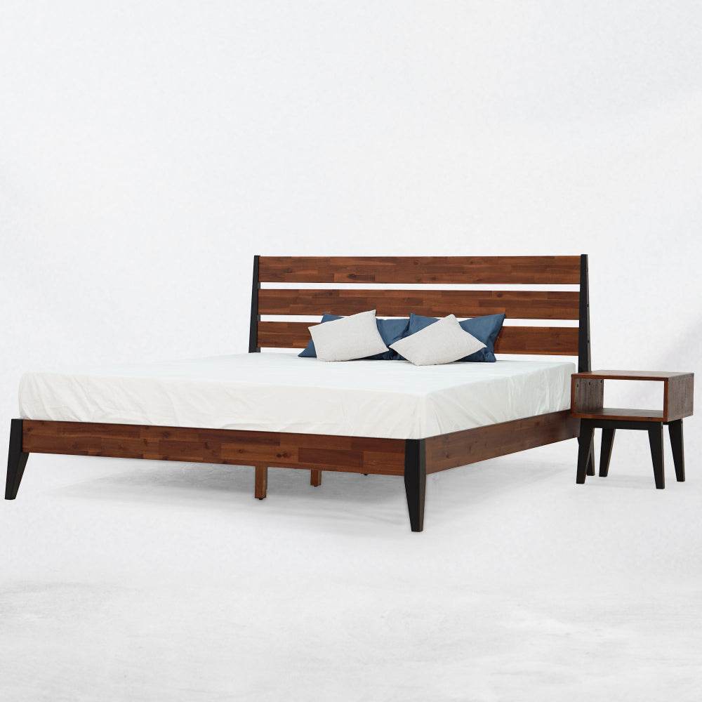 Emery Solid Wood Bed Frame & Nightstand Bedroom Set