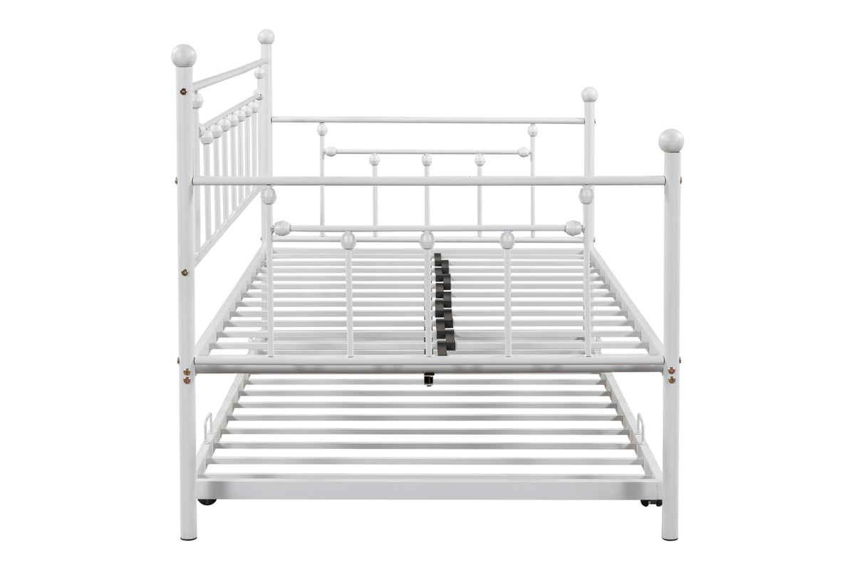 Metal Double Platform Bed Light Gray