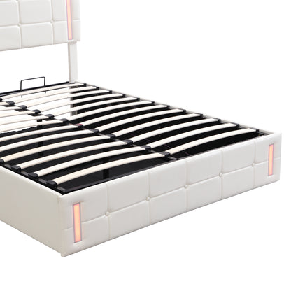 Full Hydraulic Storage Bed – White Finish
