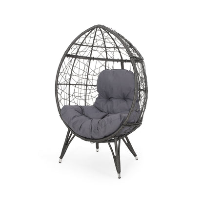 Gianni Teardrop Outdoor Dining Chair – PE Rattan & Iron with Cushion