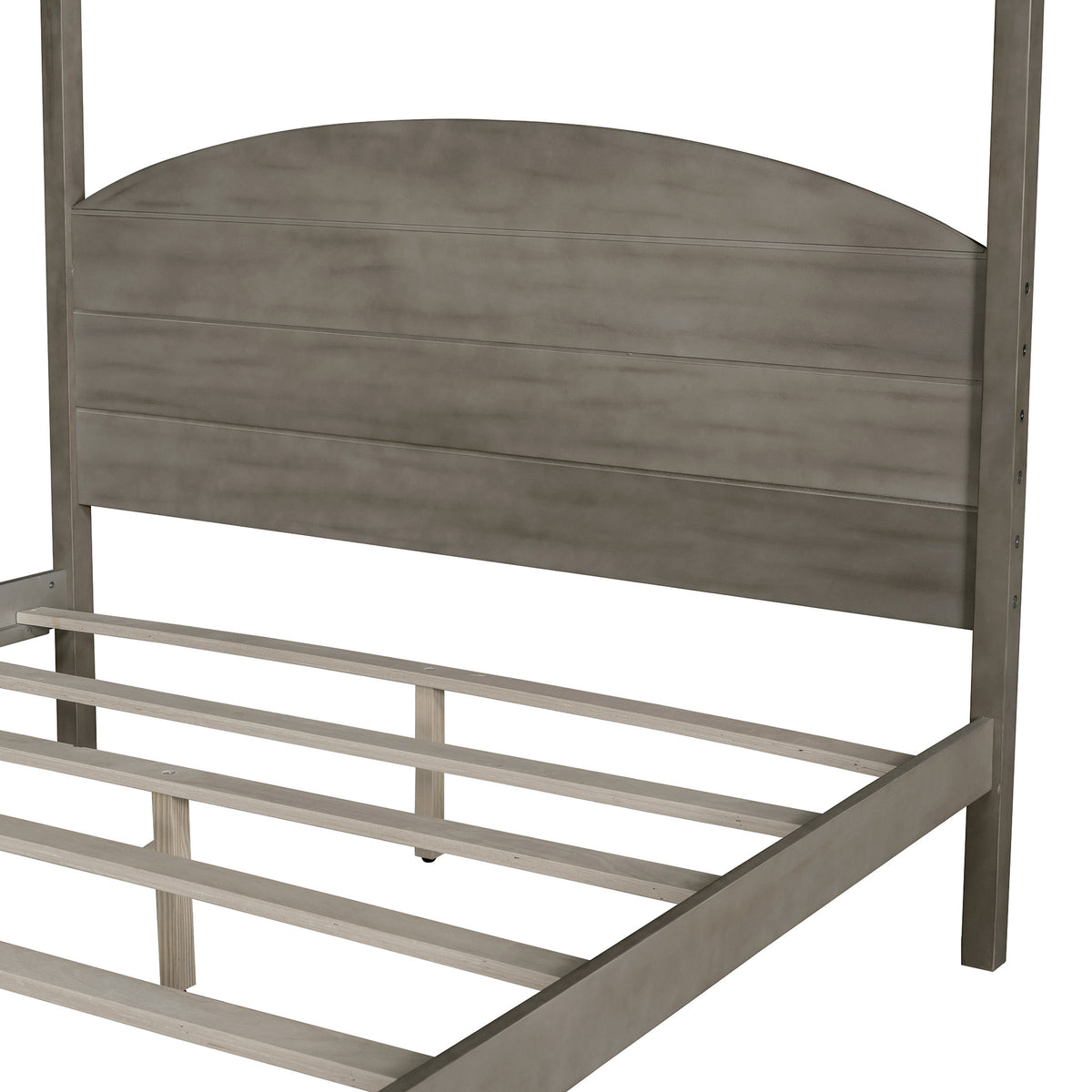 Queen Canopy Platform Bed Brown Wash