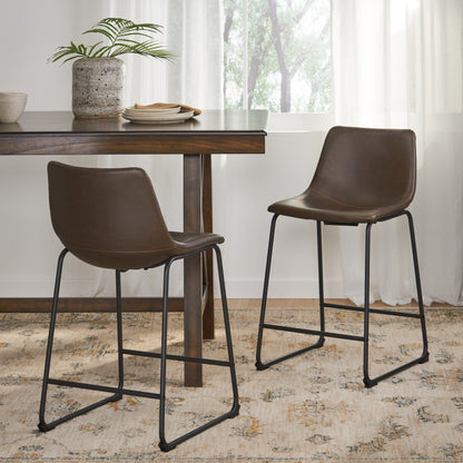 Vintage Brown Counter Stool Set (2 pcs)