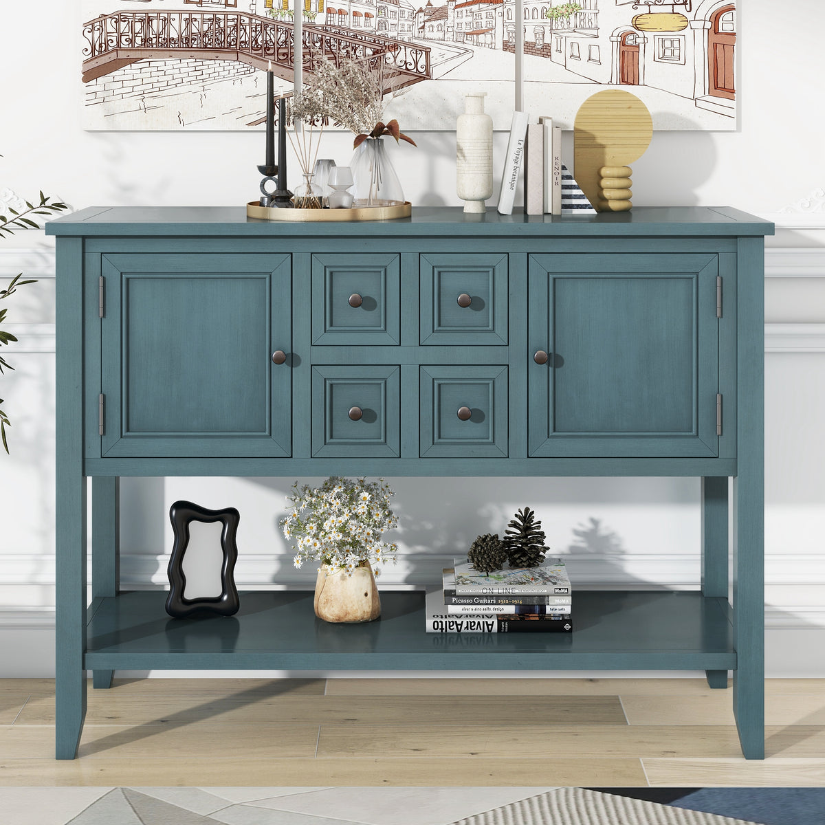 Cambridge Retro Console Desk – 4 Drawers