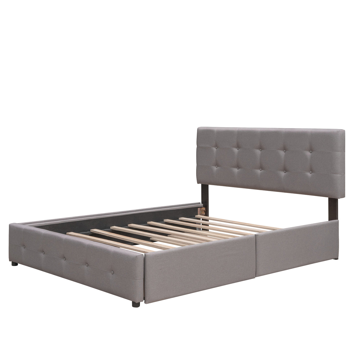 Upholstered Platform Bed Queen Light Gray