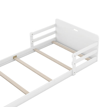Twin Floor Bed with Guardrail White