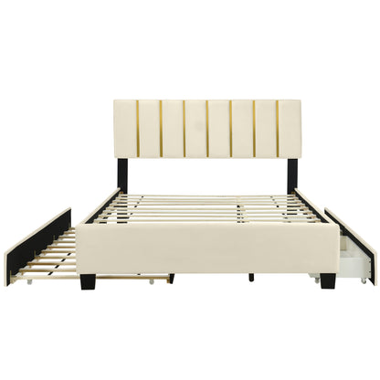Queen Upholstered Bed Beige