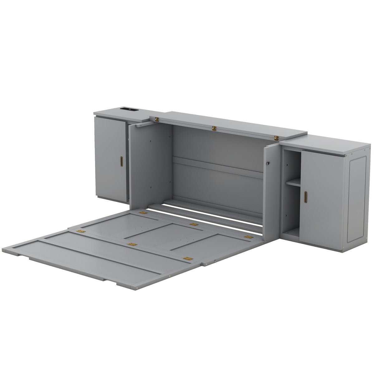 Queen Murphy Bed with Storage Gray