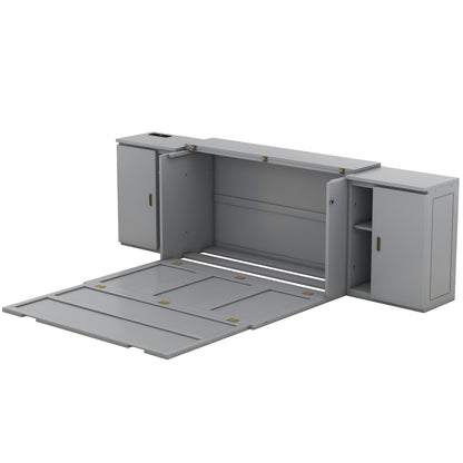 Queen Murphy Bed with Storage Gray