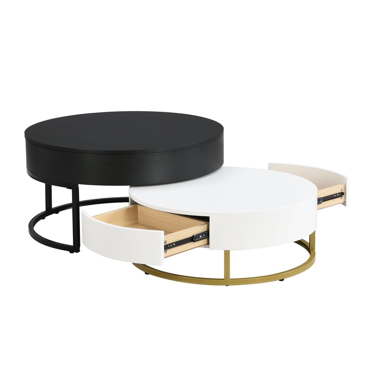 Lift-Top Coffee Tables with Drawers Black