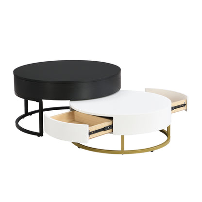 Lift-Top Coffee Tables with Drawers Black