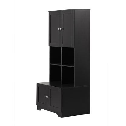 4-Door Bathroom Storage Cabinet Black Finish