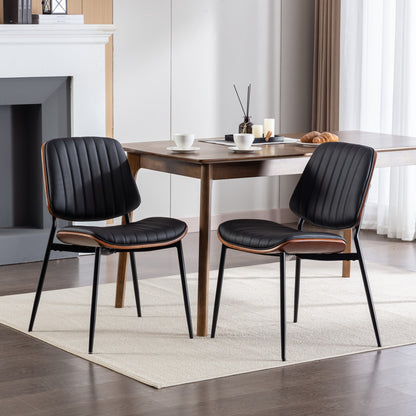 Retro Linen Dining Chairs Set of 2 Black Legs