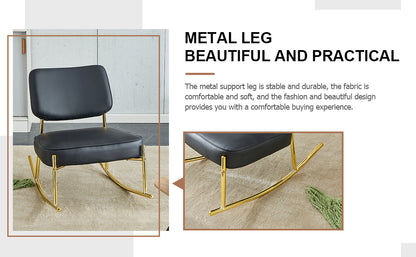PU Leather Rocking Chair – Gold Metal Legs