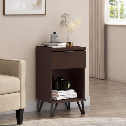 Walnut Tall End Table for Living Room