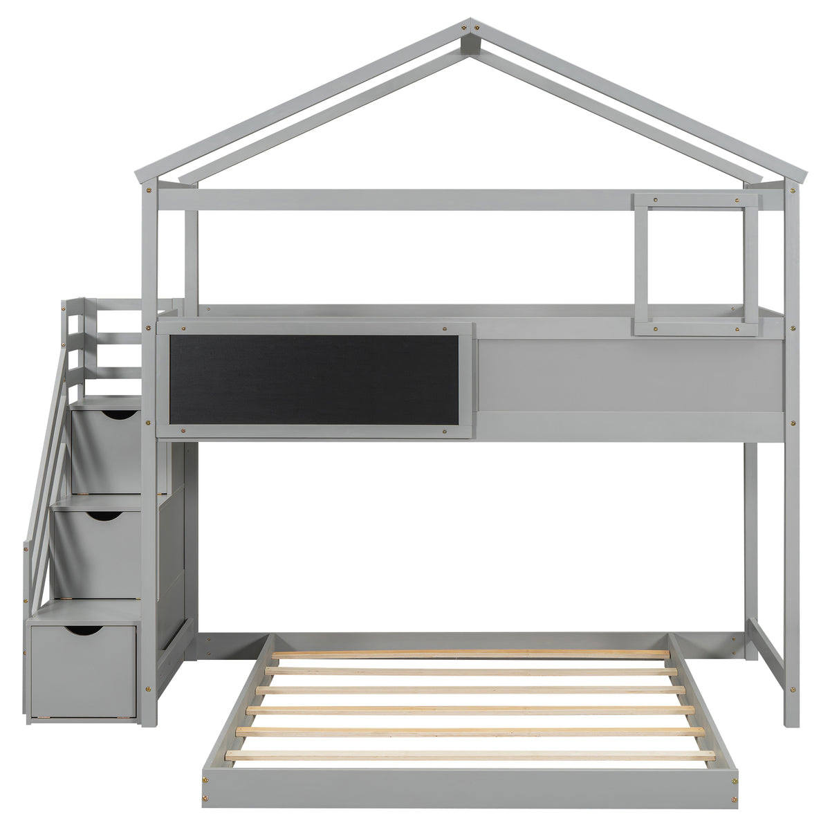 Twin-Full Storage Bunk Bed – Gray