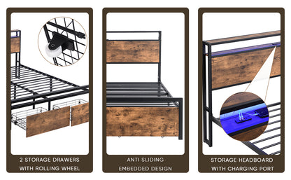 LED Storage Bed Grey