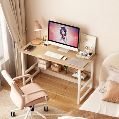 Compact Wooden Study Desk with Storage Shelf