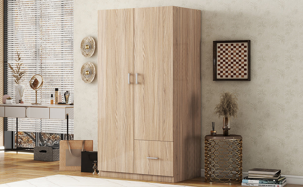 Wooden Double Wardrobe Natural Finish