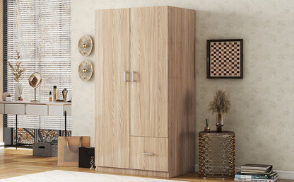 Wooden Double Wardrobe Natural Finish
