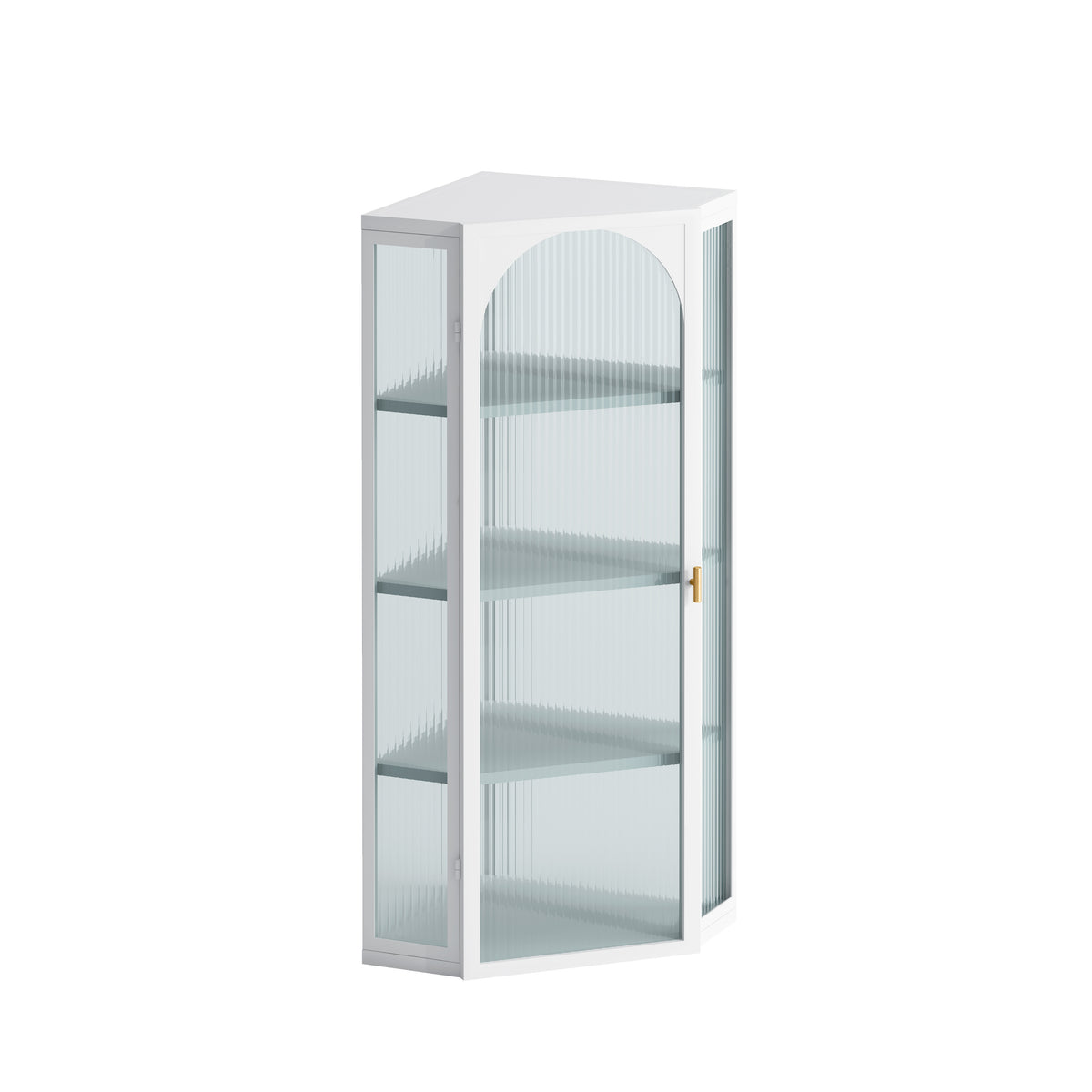 Glass Corner Wall Cabinet – White