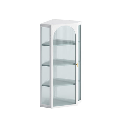Glass Corner Wall Cabinet – White