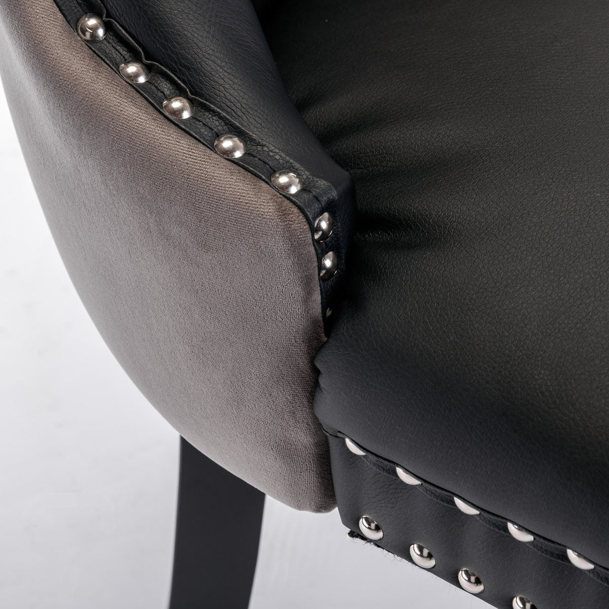 Tufted PU Dining Chairs Set of 2 Black Gray