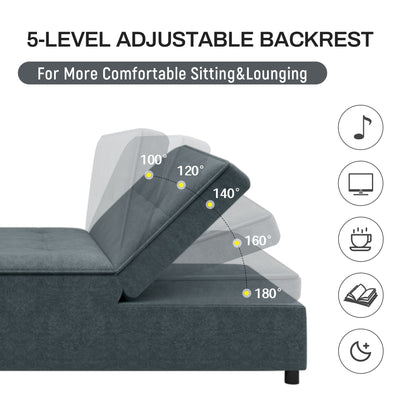 Modern Storage Ottoman with USB Port Dark Blue