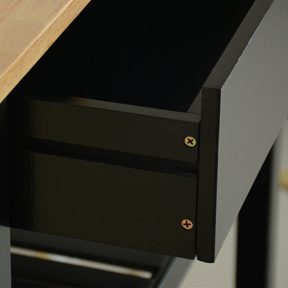 Mobile Kitchen Island with Rubber Wood Top