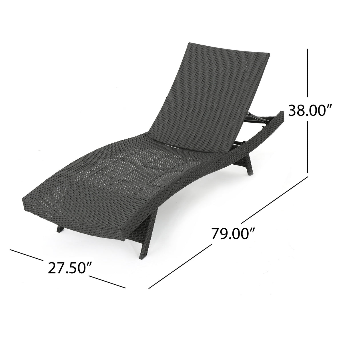 PE Wicker Chaise Lounge Gray